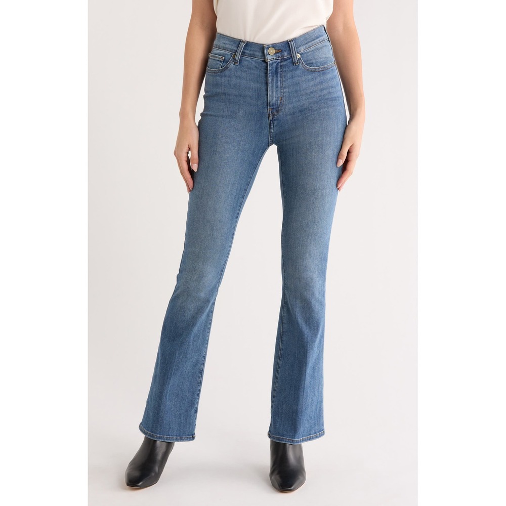 FRAME Le Easy Flare Jeans 32 Blue Anastasia Wash High Rise Stretch Denim